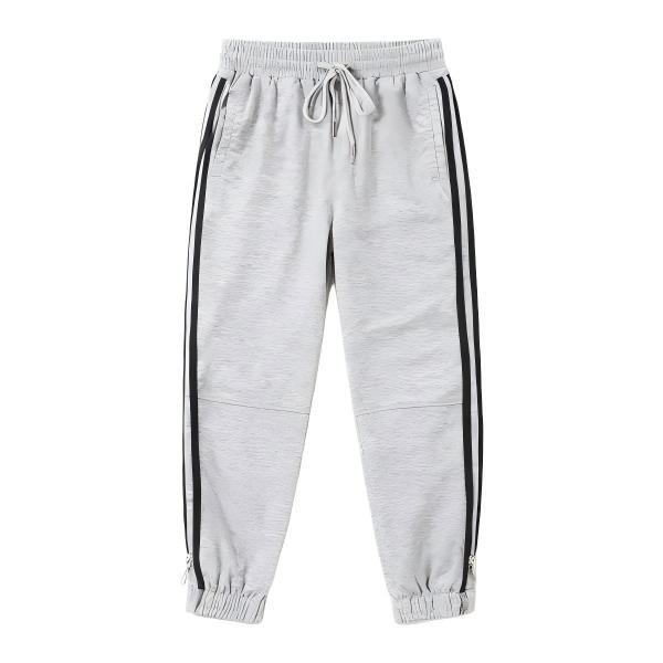 Hot-selling Autumn Men's  Cotton Polyester Pants - LightGray Side Stripe Loose Casual Sports Trousers