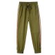 Autumn Best-seller Men's  Cotton Polyester Pants - Army Green Loose Casual Sports Long Trousers with Side Stripe