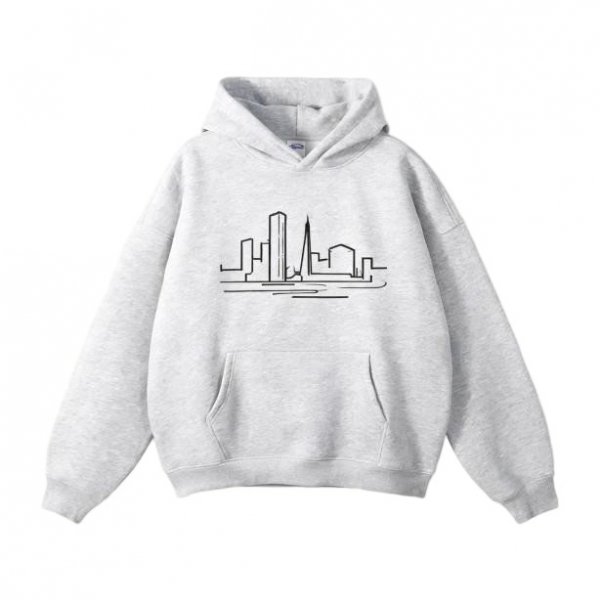 Premium Oversize Gray Hoodie with Abstract Geometric Print – Casual Daily Wear