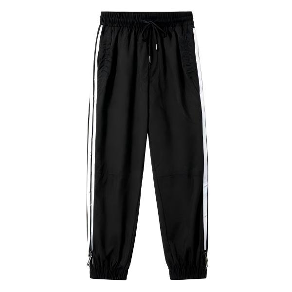 Hot-selling Autumn Men's  Cotton Polyester Sports Pants - Black Side Stripe Loose Casual Breathable Trousers