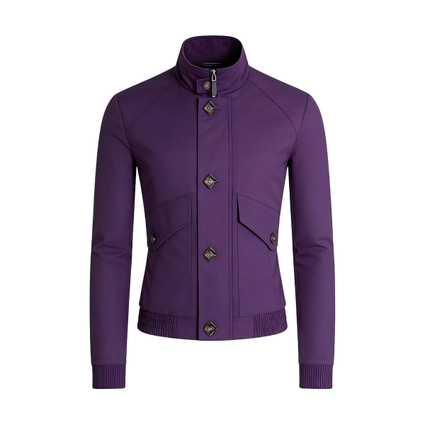 Purple High-Neck Bomber Jacket